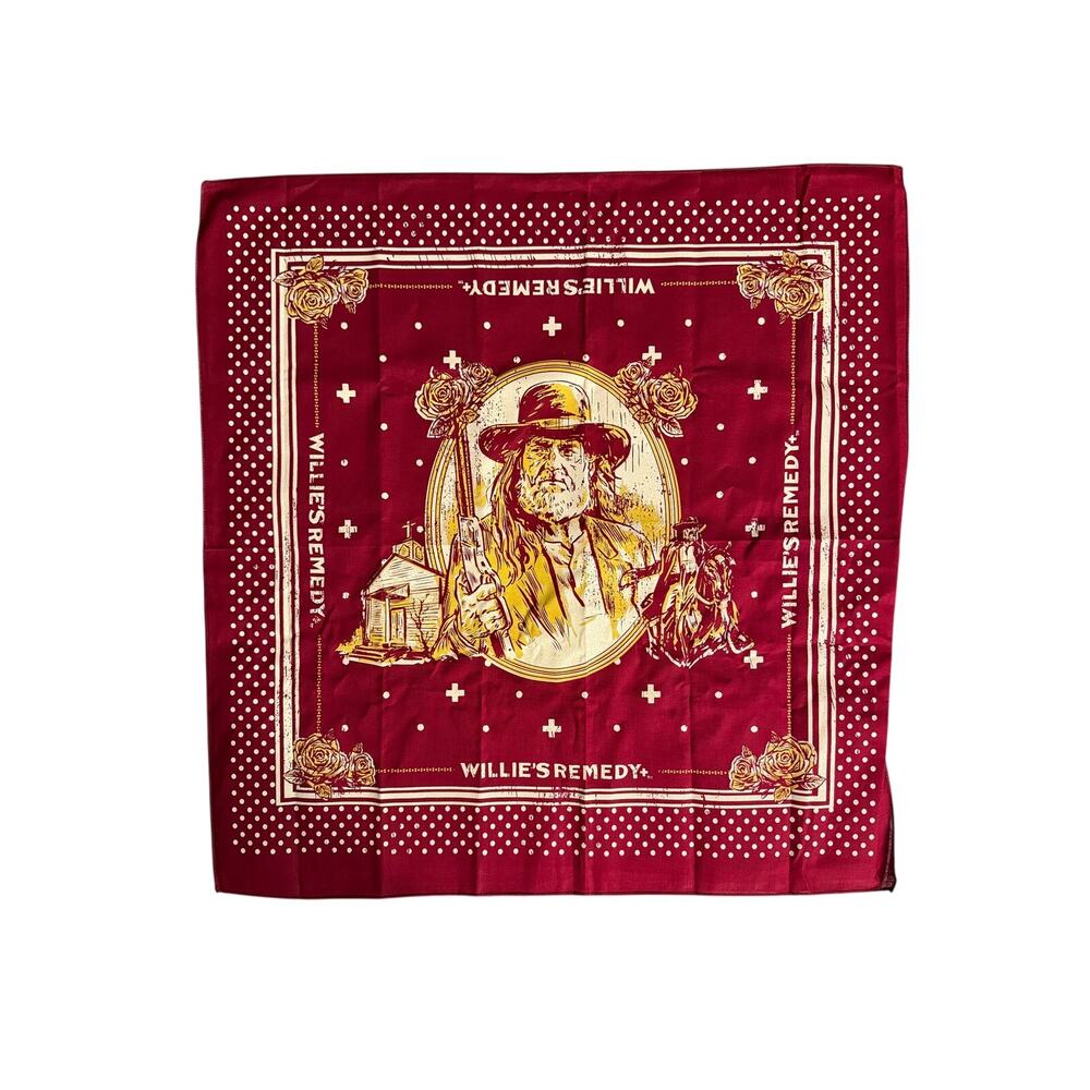 Willie’s Remedy Willie Nelson Red Headed Stranger Bandana - New!